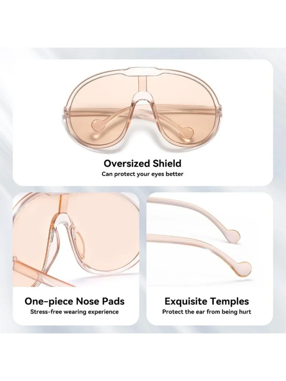 Oversized Women's Sunglasses - Large Frame, Stylish One-Piece Design, UV